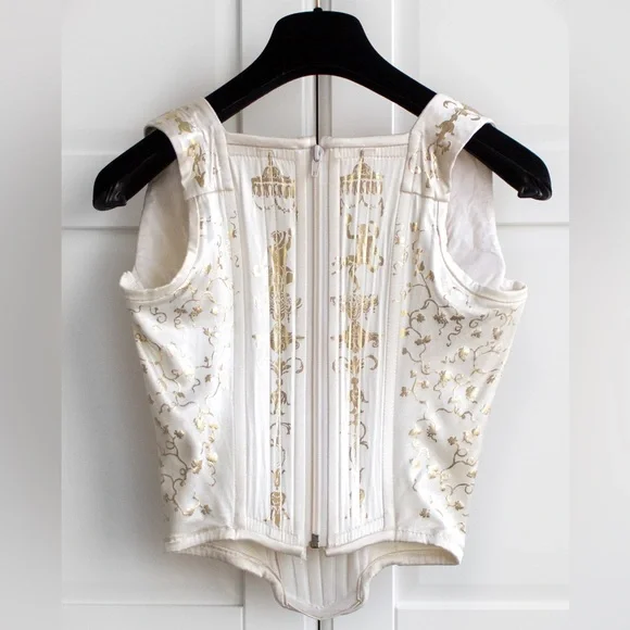 Iconic Vivienne Westwood Vintage F/W 1991 White Gold Boulle Satin 90s Corset Top - Picture 5 of 16